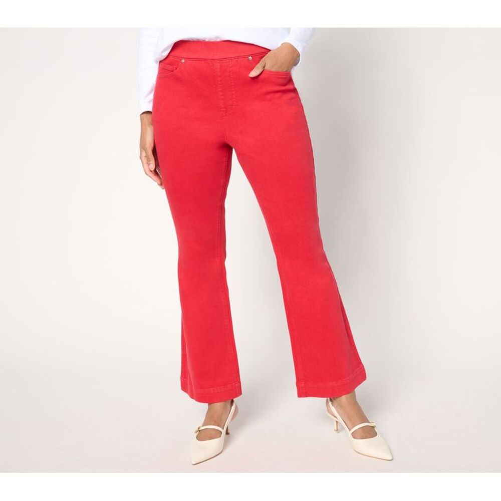 Wacoal Women's Plus Sz Pants 18 True Denim Color Pull On Bootcut Red A653154